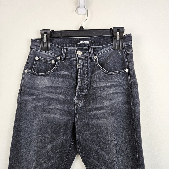 Adaptation Hi-Rise Kick Flare Crop Jean Black Distressed Size 29 - Picture 4 of 9